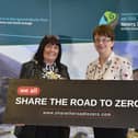 Newry, Mourne and Down District Council Chairperson, Councillor Valerie Harte (left) supports the ‘Share the Road to Zero’ pledge with Julie Thompson, Deputy Secretary in the Department for Infrastructure.