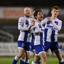 Lorcan Forde celebrates his goal against Armagh City.