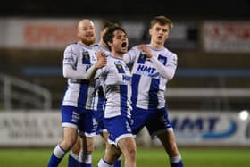 Lorcan Forde celebrates his goal against Armagh City.