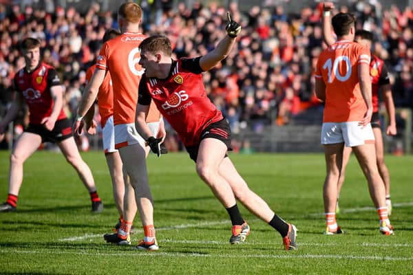 Down's Ryan Magill pictured after scoring a goal against Armagh in the Ulster Championship last year.