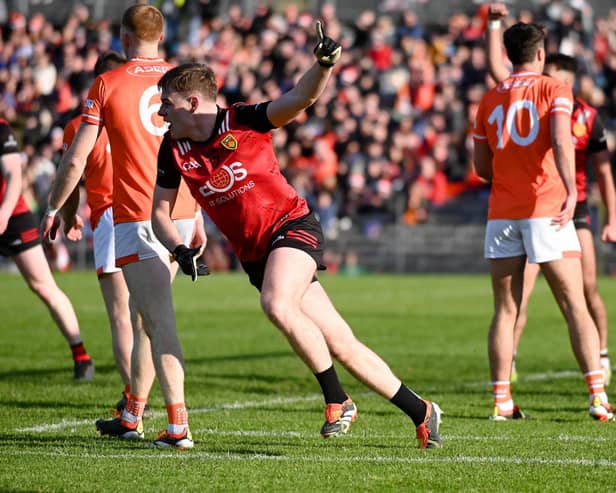 Down's Ryan Magill pictured after scoring a goal against Armagh in the Ulster Championship last year.