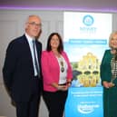Dr. Eoin Magennis, Principal Economist, Ulster University, Edwina Flynn President Newry Chamber of Commerce, Kathleen O'Hare OBE, Chair, Northern Ireland Skills Council and Michael Savage CEO Newry Chamber of Commerce at the Recruitment and Skills Forum.