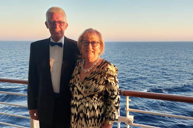 Pictured onboard a Marella Cruise is Marian McConville with her husband Vincent.