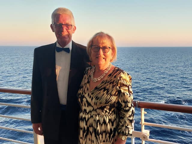 Pictured onboard a Marella Cruise is Marian McConville with her husband Vincent.