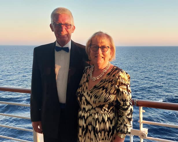 Pictured onboard a Marella Cruise is Marian McConville with her husband Vincent.