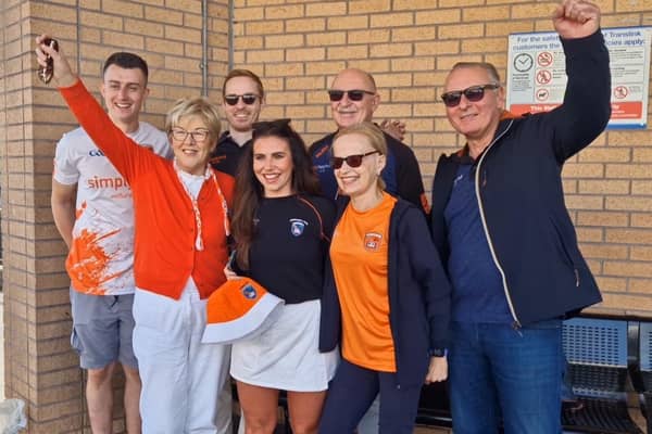 Armagh fans at Newry Bus Station ahead of the All-Ireland final on Sunday.