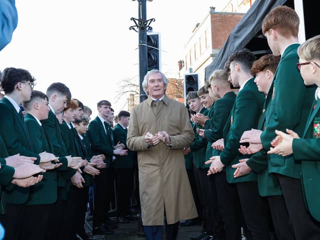 Press Eye - Belfast, Northern Ireland -04th November 2023 - Photo by William Cherry/Presseye

Legendary goalkeeper Pat Jennings performed the official unveiling of his statue in Kildare Street, Newry on Wednesday morning.  

The legendary Northern Ireland goalkeeper was capped 119 times for Northern Ireland and played in two World Cups.

His club career included winning five trophies with Tottenham and Arsenal in addition to being named the Players' Player of the Year [1976] and Football Writers' Player of the Year [1973].  Photo by William Cherry/Presseye 