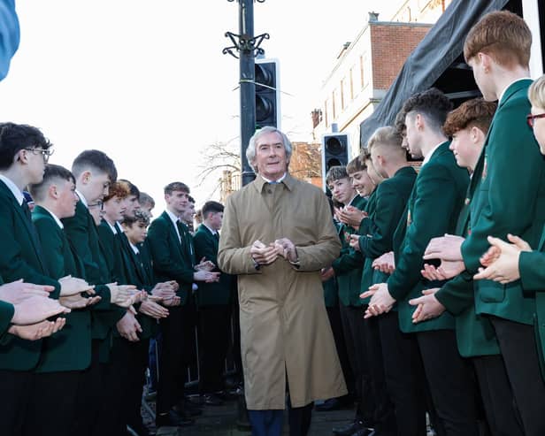 Press Eye - Belfast, Northern Ireland -04th November 2023 - Photo by William Cherry/Presseye

Legendary goalkeeper Pat Jennings performed the official unveiling of his statue in Kildare Street, Newry on Wednesday morning.  

The legendary Northern Ireland goalkeeper was capped 119 times for Northern Ireland and played in two World Cups.

His club career included winning five trophies with Tottenham and Arsenal in addition to being named the Players' Player of the Year [1976] and Football Writers' Player of the Year [1973].  Photo by William Cherry/Presseye 