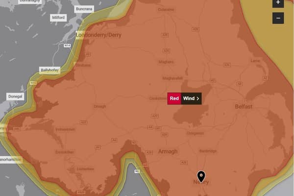 A Red Warning has been issued by the Met Office for Northern Ireland.