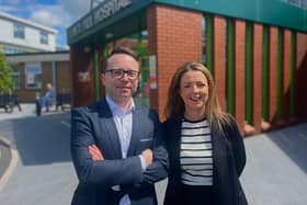 Sinn Féin election candidate Dáire Hughes and Liz Kimmins MLA.