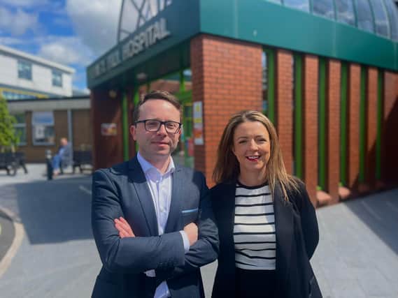 Sinn Féin election candidate Dáire Hughes and Liz Kimmins MLA.