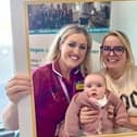 Volunteer Caoimhe from Crossmaglen, and baby Níadh and Michelle O’Hagan, Trust Maternity Infant Feeding Lead.