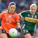 Niamh Henderson found the net as Armagh defeated Kildare in Silverbridge today. Pic: Sportsfile