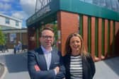 Newry & Armagh MLA Liz Kimmins and her colleague Dáire Hughes MP pictured at Daisy Hill Hospital.