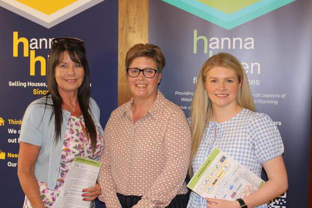 Looking forward to Newry Show 2025, l to r: Geraldine Nelson,Newtownabbey; Linda Johnston, Hanna Hillen Financial Services, Newry; Rachel Greer, Secretary, Newry Show.