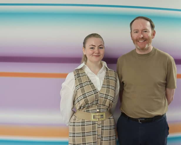 Delta Van Heerden, an Applied Science student at Southern Regional College, preparing for lift-off as she gets ready to represent Northern Ireland at Space School USA. She is pictured with her lecturer, Mark Kennedy.