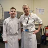 Lubo Mulkerns with Southern Regional College’s professional chef and lecturer Sinead Boyle.