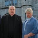 United outside Newry Cathedral are (left to right) Church of Ireland Rector Canon Scott McDonald, Newry Cathedral Parish Administrator Canon Francis Brown and Rev Louise Donald of the Methodist Churches of Newry, Bessbrook and Warrenpoint (Photo: Columba O’Hare)