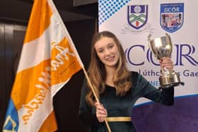 Niamh celebrates after winning the solo singing at Scór na nÓg.