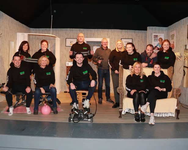 Members of Burren Amateur Dramatic Society on stage in final rehearsal for their play 'Sink or Slim'. Running from Sunday 19th Nov until 24th November. Tickets available from Bumbers or John Magees or facebook page BADS.  Need a laugh get yourself a ticket and support them. INNR4827