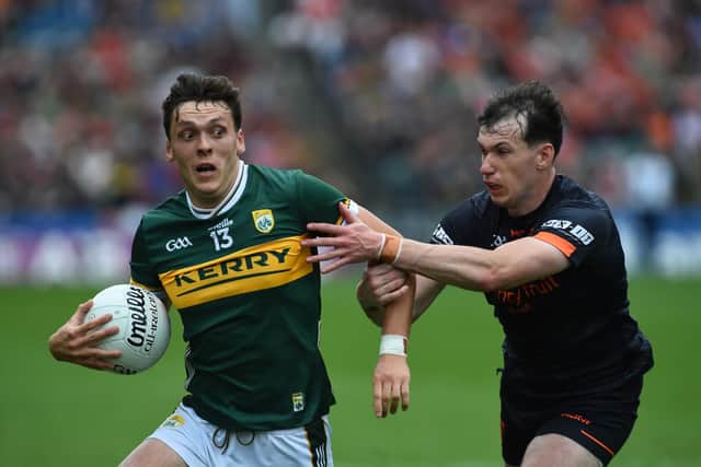 Armagh's Barry McCambridge gets to grips with Kerry's David Clifford during the 2024 All-Ireland Semi-final.