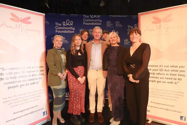 The McGeeney Family with Community Foundation for Northern Ireland CEO, Róisín Wood and Grants Director Orla Black.
