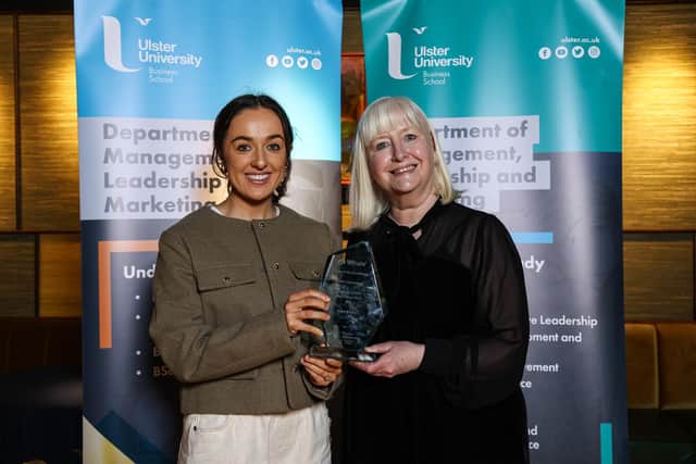 Prize winner from Newry Katie McKee alongside Ulster University’s Dr Mary Boyd, also from Newry.