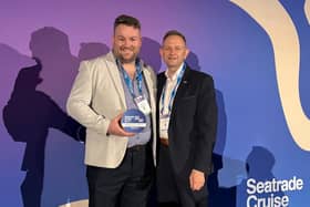 Alan O'Reilly accepting his award with MJM's CEO Gary Annett.