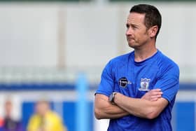 Darren Mullen, in 2022 as Newry City AFC boss, has returned to the club to replace Barry Gray. (Photo by David Maginnis/Pacemaker Press)