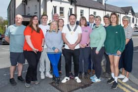 NMDDC Chairperson, Councillor Pete Byrne and Tracey Mooney, NMDDC Tourism Product Development and Trade Engagement Officer (far right), welcomes representatives from the UK travel trade to the Mourne Gullion Strangford Geopark who were here as part of a familiarisation trip organised by Tourism Ireland Great Britian and Tourism Northern Ireland.