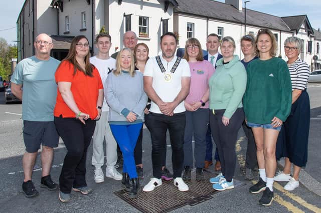 NMDDC Chairperson, Councillor Pete Byrne and Tracey Mooney, NMDDC Tourism Product Development and Trade Engagement Officer (far right), welcomes representatives from the UK travel trade to the Mourne Gullion Strangford Geopark who were here as part of a familiarisation trip organised by Tourism Ireland Great Britian and Tourism Northern Ireland.