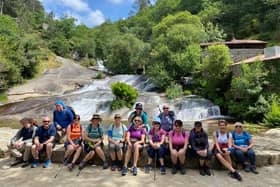 Walkers on last year’s Camino trek for Southern Area Hospice take a break during their 113km walk across northwest Spain.