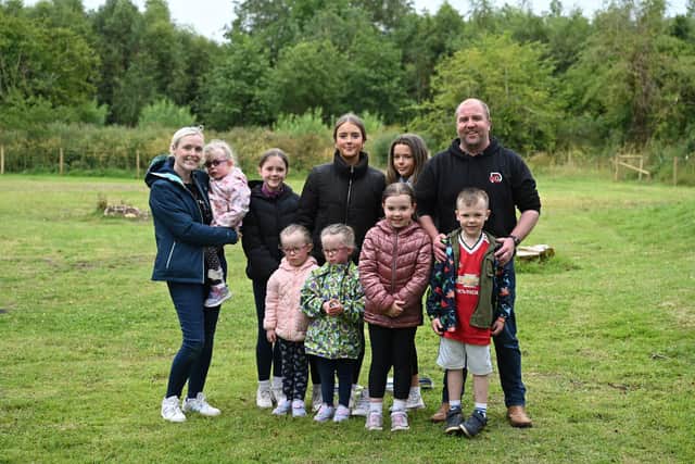 Downey family group on grassy area at Share Discovery Village Fermanagh. Picture: Michael Cooper