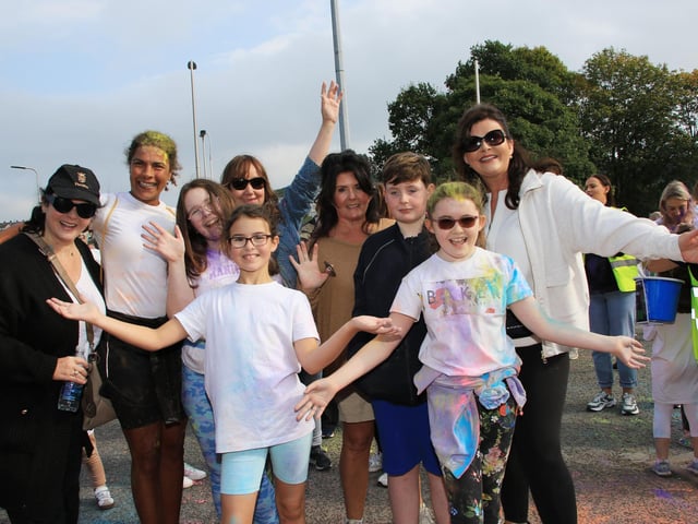Julie Conlon and members of her family ready for the First Colour Run for the Brian Conlon Foundation. INNR3947