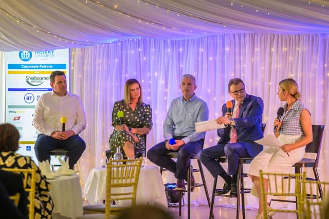Panel discussion on the theme of ‘Developing Greater Newry into a Sustainable City, Region and Economy for the 21st Century’ with contributions from panellists Ronan Larkin, NI Water, Julie McCandless, Queen’s University, Colm Gribben, Viltra and Gary Sneddon, Power NI.