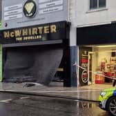 The scene at McWhirter's jewellers on Hill Street, Newry on Wednesday morning.