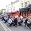 Newry's 'Nashville’ zone in a pedestrian space at Margaret Street with a free rodeo bull and entertainment. INNR2706