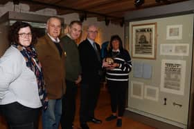 Chairperson Cllr Valerie Harte is pictured with Joanne Cummins, Collections Officer at Newry and Mourne Museum, Francis Gallagher and Adrian Murdock, local historians, and Dr Ken Abraham, Museum Curator, at a photo call to mark the donation of a portrait of James Harshaw to Newry and Mourne Museum.