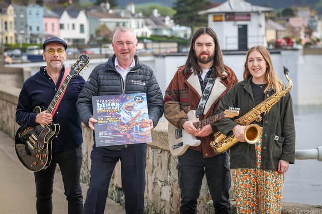 Pictured at the festival press launch are: Ian Sands (Festival Director). Paul Callan (Lead Sponsor: Diageo NI), Festival Performer's James & Sarah Sands (Bluez Katz Blues Band).