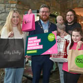 Content creator Steph Duke and family with, centre, Deputy Chairperson of Newry, Mourne and Down District Council, Councillor Gareth Sharvin
