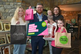 Content creator Steph Duke and family with, centre, Deputy Chairperson of Newry, Mourne and Down District Council, Councillor Gareth Sharvin