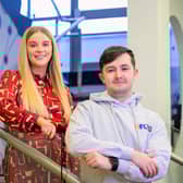 Collins Aerospace HR representative Claire McPhillips alongside WorldSkills UK finalist Caolan McCartan.