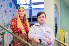Collins Aerospace HR representative Claire McPhillips alongside WorldSkills UK finalist Caolan McCartan.