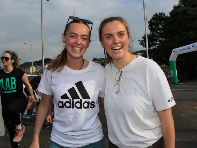 Aoibh McCann and Caoimhe O'Hare arrive to participate in the Colour Run. INNR3940