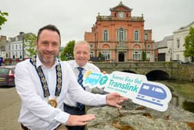 Newry, Mourne and Down District Council Chairperson, Councillor Pete Byrne and Greg McLaughlin, Translink Service Delivery Manager.