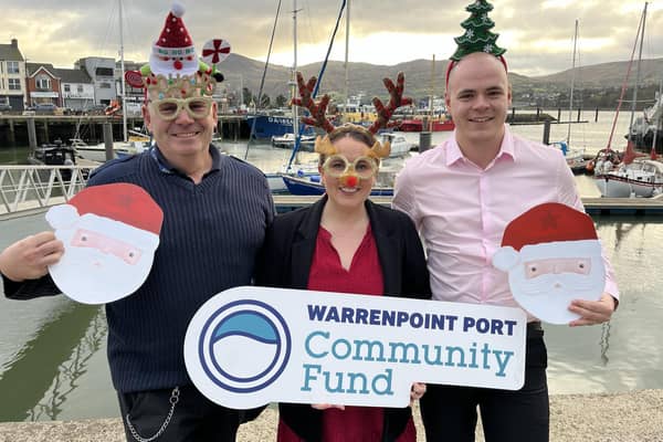 Michael Young, Harbour Master, Aislin Gebska, HR Officer and Danny Talbot, Executive Assistant, Warrenpoint Harbour are pictured getting into the Christmas Spirit to launch the Warrenpoint Harbour Christmas Community Fund