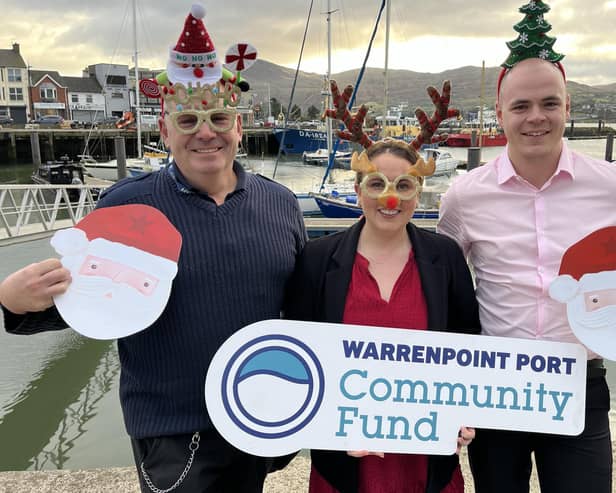Michael Young, Harbour Master, Aislin Gebska, HR Officer and Danny Talbot, Executive Assistant, Warrenpoint Harbour are pictured getting into the Christmas Spirit to launch the Warrenpoint Harbour Christmas Community Fund