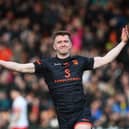 Ross McQuillan celebrates his goal for Armagh against Derry in the league. Pic: John Merry