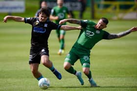 Lorcan Forde scored and was sent off as Newry City drew against Armagh City on Friday night. Pic: Brendan Monaghan