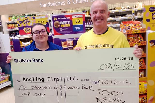 Lauren Bohen, Team Support for Tesco, and Mark McGivern, Development Officer for Angling First.